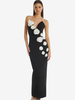 Avec robe de cocktail moderne longueur cheville robe de bal col en V fleurs polyester