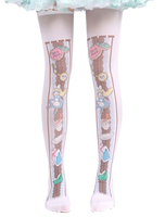 Aventures de Sweet Lolita chaussettes Alice au pays des merveilles imprimé Jersey Lolita de mousseline de soie Déguisements Halloween