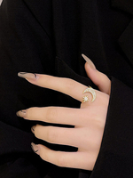 Bague en or clair Bijoux de doigt en métal rond brillant strass cristal femmes bijoux
