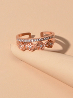 Bagues de fiançailles Rose strass Decor bijoux de doigt de manchette ouverte