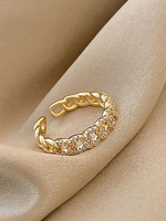 Bagues en or clair métal rond brillant strass cristal femmes bijoux