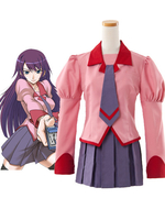 Bakemonogatari Senjougahara Hitagi Costume uniforme cosplay Tissu Déguisements Halloween