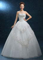 Ball Gown robe de la mariée Dentelle bretelles Sweatheart Bridal robe perlant-parole longueur robe de mariée dos-nu