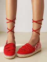 Ballerine Femme en Maille avec Bout Rond à Lacets Bicolores Imprimés