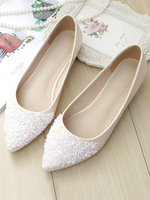Ballerines Abricot PU Cuir Bout Pointu Paillettes"idien Décontracté Ballerines
