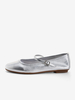 Ballerines argentées à boucle et bout carré Mary Jane Flats