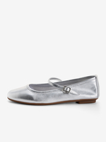 Ballerines argentées à boucle et bout carré Mary Jane Flats
