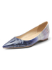 Ballerines bleues en cuir Synthétique bout pointu plat Ombre sans lacet chaussures