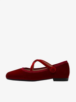 Ballerines bordeaux à bout rond en velours pour femmes