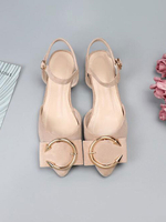 Ballerines Bout pointu en éponge abricot Détails métalliques Bride à la cheville Ballerines