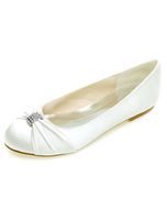 Ballerines de mariage et soirée en satin plissé avec strass