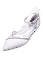 Ballerines de mariée blanche en PU bout pointu boucle réglable chaussures de mariée