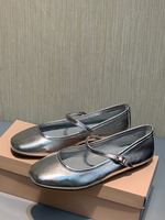 Ballerines en cuir PU à bout rond et boucle pour femmes