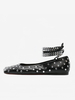 Ballerines En Cuir Pu À Bout Rond Et Strass Chaussures Bride Cheville Femmes