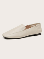 Ballerines en cuir PU à talon plat et bout carré pour femmes