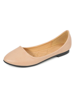 Ballerines En Cuir PU Abricot Profond Bout Pointu Ballerines Blanches