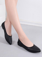 Ballerines en cuir PU noir à bout pointu Ballerines à enfiler