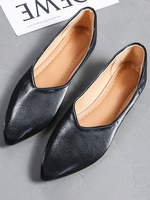 Ballerines en cuir PU noir à bout pointu Ballerines