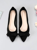 Ballerines en tissu éponge à bout pointu noir avec nœuds Ballerines en tissu éponge sans lacets