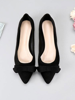 Ballerines en tissu éponge à bout pointu noir avec nœuds Ballerines en tissu éponge sans lacets