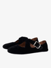 Ballerines En Velours Léopard Côtelé À Bout Rond Boucle Chaussures Femmes