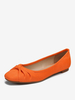 Ballerines Femmes Orange Bout Carré Nœuds Ballerines En Tissu Élastique