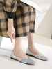 Ballerines grises pour femmes microfibre bout pointu strass microfibre ballerines décontractées