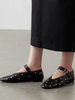 Ballerines noires Ballerines à bout rond avec strass pour femmes
