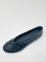 Ballerines noires femmes bout rond perlé sans lacet ballerines
