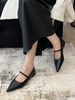 Ballerines noires pour femmes escarpins plats à bout pointu Mary Jane
