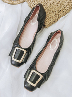 Ballerines Plates Femmes à Cuir Synthétique Décors avec Boucles Métales avec Bout Rond Bicolores Ballerines Plates Femmes Comfortable