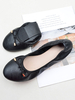 Ballerines Plates Femmes Elastique à Cuir Synthétique avec Bout Rond Décors avec Noeud Unicolore Comfortable