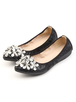 Ballerines Plates Femmes Elastique à Cuir Synthétique avec Bout Rond Décors avec Paillettes Bicolores Comfortable