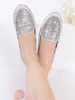 Ballerines Plates Femmes Elastique en Paillettes à Cuir Synthétique avec Bout Rond Unicolore Comfortable