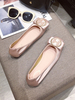 Ballerines Plates Femmes en Satin Vernis Décors avec Boucles Métales Bicolores avec Bout Rond Ballerines Plates Femmes Comfortable