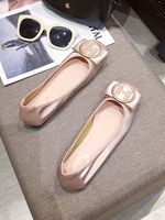 Ballerines Plates Femmes en Satin Vernis Décors avec Boucles Métales Bicolores avec Bout Rond Ballerines Plates Femmes Comfortable