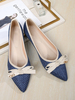 Ballerines Plates Femmes Tressages à Cuir Synthétique Décors avec Noeud avec Bout Rond Bicolores Ballerines Plates Femmes Comfortable