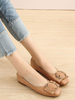 Ballerines pour femmes café marron PU cuir détails en métal bout carré sans lacet ballerines