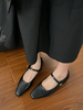 Ballerines pour femmes noires bout carré détail boucle ballerines
