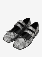 Ballerines pour femmes Suqare Toe Bow Buckle Détail Ballerines
