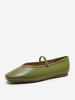 Ballerines pour femmes vert bout carré Mary Jane sans lacet ballerine chaussures plates