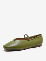 Ballerines pour femmes vert bout carré Mary Jane sans lacet ballerine chaussures plates