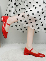 Ballet Femmes Appartements Rouge PU cuir rond Daily Casual Ballerina appartements