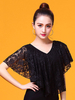 Ballroom Dance Costume Dentelle Poncho Top Noir Femmes V Cou Formation Danse Vêtements Déguisements Halloween