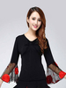 Ballroom Dance Costume Top Femmes Long Sleeve V Neck T Shirt Top Déguisements Halloween