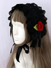 Bandeau de Gothic Lolita la fille ramasser fleurs coiffures de dentelle noire avec fleurs Déguisements Halloween