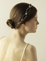 Bandeau de mariage en or avec strass Fleurs Détail Bandeau de mariée