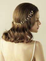 Bandeau de mariage en or en alliage avec perle de feuille Détail Accessoires de cheveux