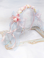 Bandeau de mariage Lolita Rubans à fleurs KC Noeuds Accessoires pour cheveux Lolita Déguisements Halloween