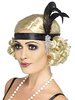 Bandeau de plumes noire Année 20 Gatsby le Magnifique Costume Vintage Déguisements Halloween Accessoire de Robe Charleston